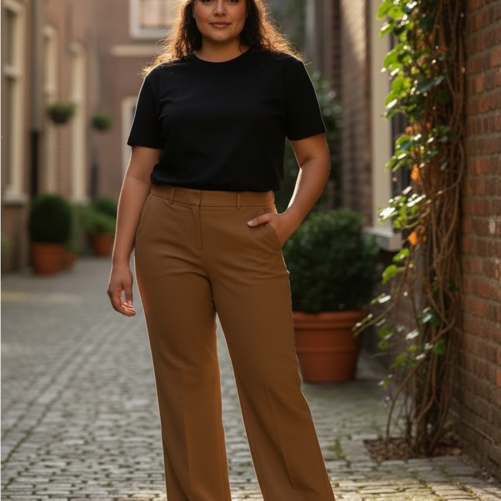 Tommy Hilfiger Tan Wide Leg Women's Pants